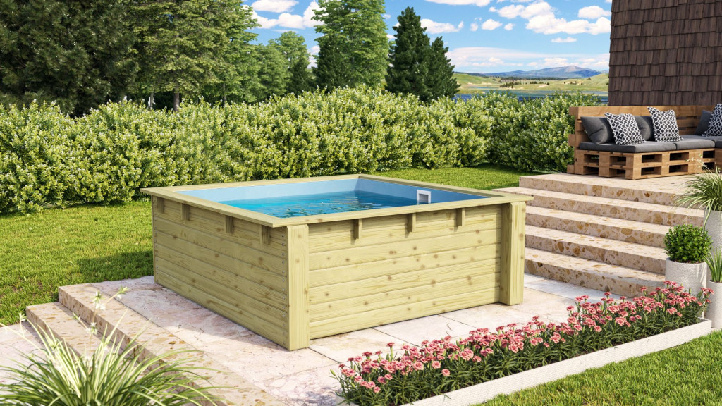 Karibu „Minipool medence modell” fából (nyomáskezelt) 2,1x2,3 m, (RP)