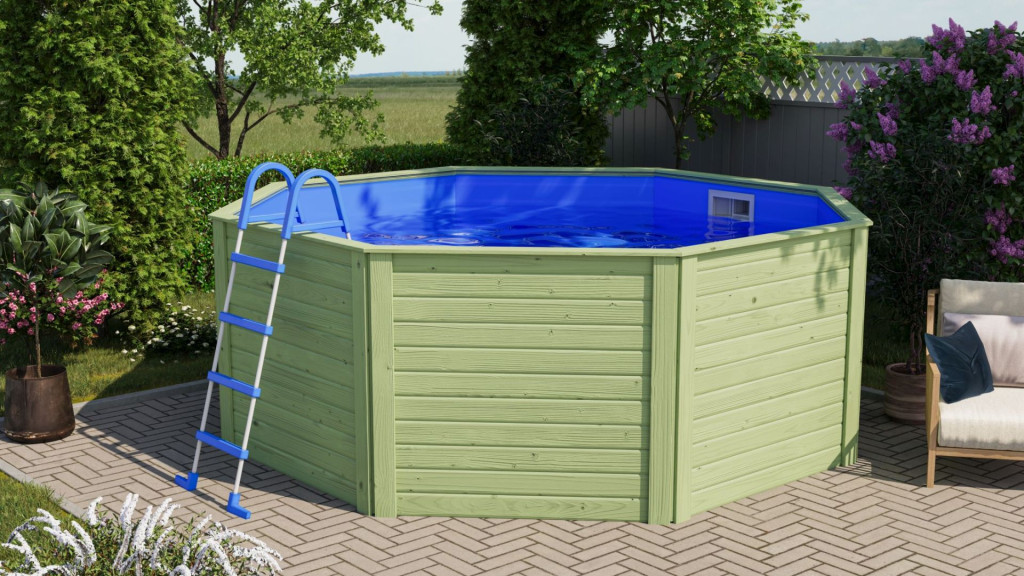 Karibu „X0 medence modell” fából (nyomáskezelt) 3,3x3,3 m (RP)