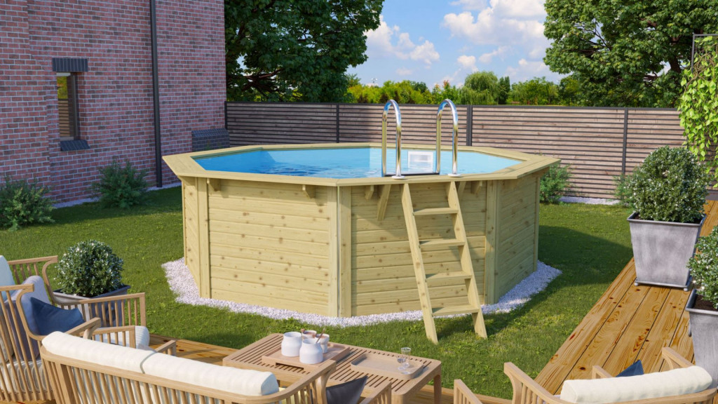 Karibu „X1 medence modell” fából (nyomáskezelt) 3,6x3,6 m (RP)