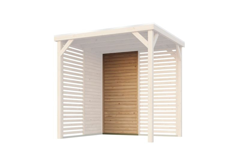 Karibu Cubeco pavilon zárt oldalpanel / természetes fa fél oldalfal, 106,5 × 228,5 cm (RP)