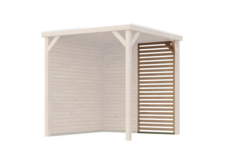 Karibu Cubeco pavilon lécezett oldalpanel / természetes fa fél oldalfal, 106,5 × 228,5 cm (RP)