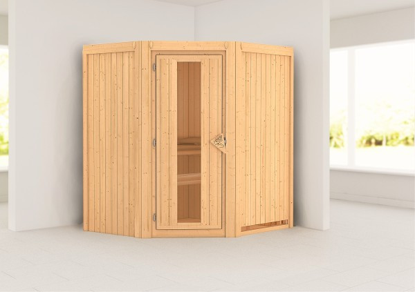 Karibu Taurin beltéri finn szauna 2 fő részére – kályha nélkül, választható ajtóval (RP)