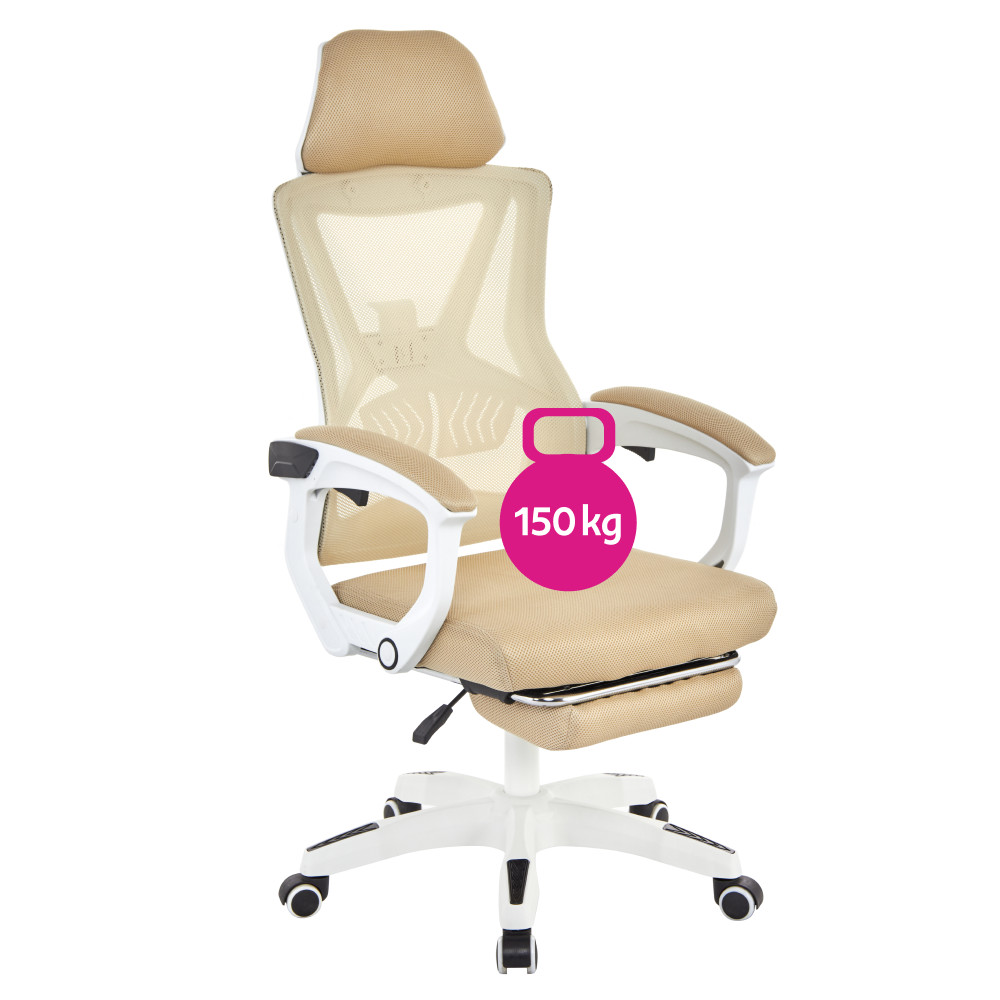 Irodai szék, bézs/fehér, teherbírás 150 kg, MALVIN (RP)