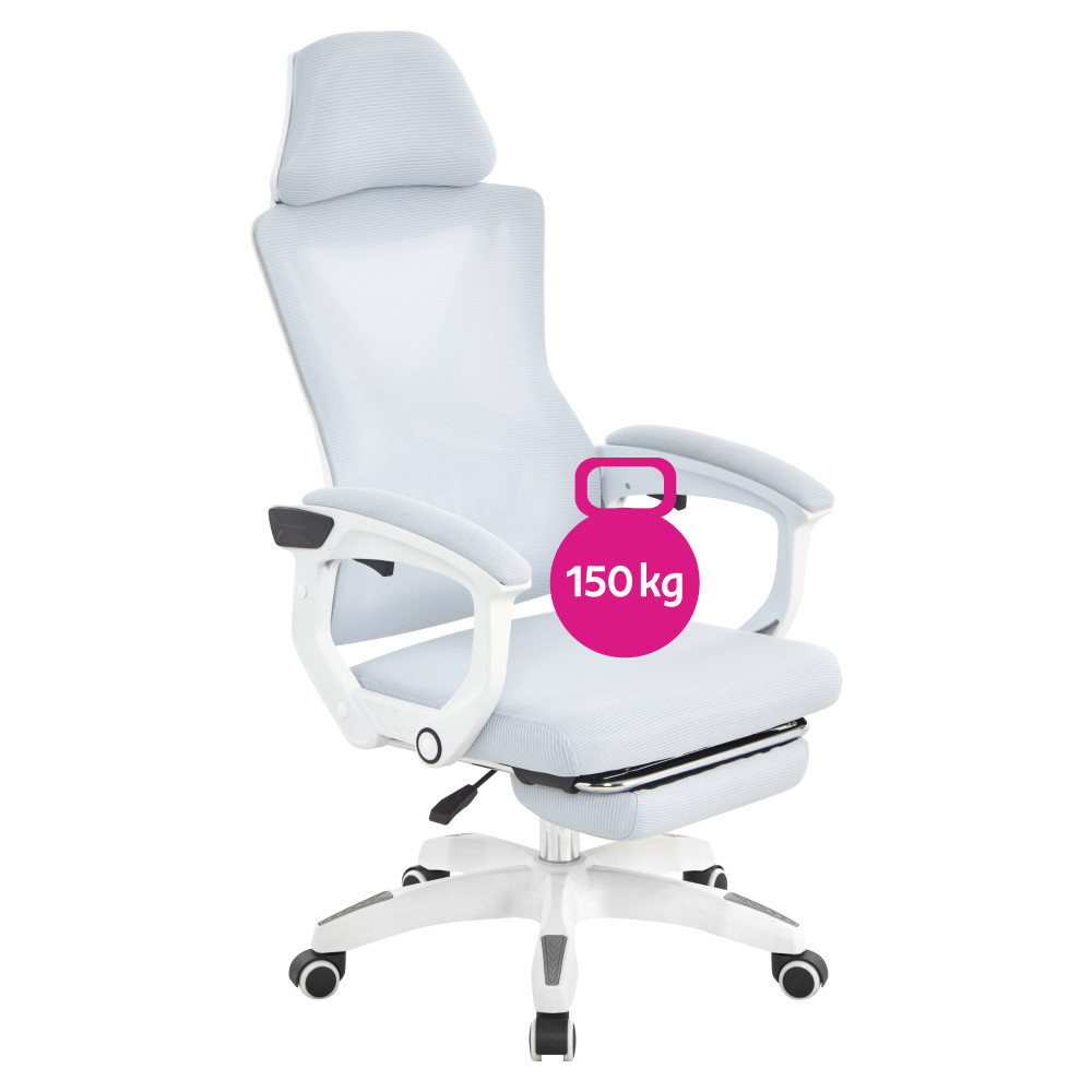 Irodai szék, világosszürke/fehér, teherbírás 150 kg, MALVIN (RP)