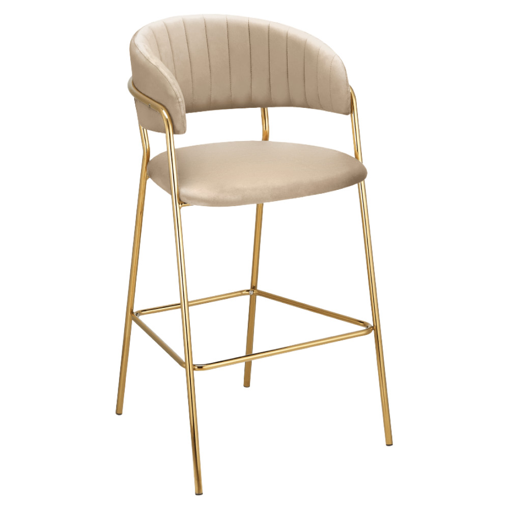 Design bárszék, bézs Velvet szövet/gold króm arany, DASMIN NEW TYP 2 (RP)