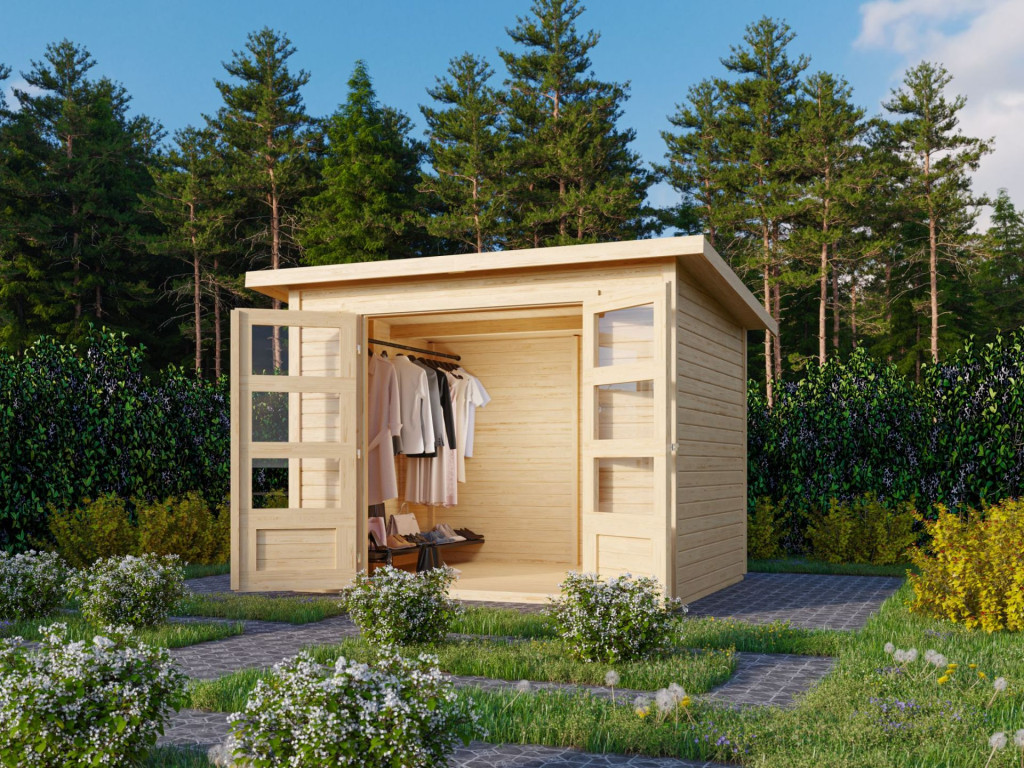 Karibu Stockach 3. kerti ház, kerti tároló, natúr fából 246 cm x 186 cm (RP)