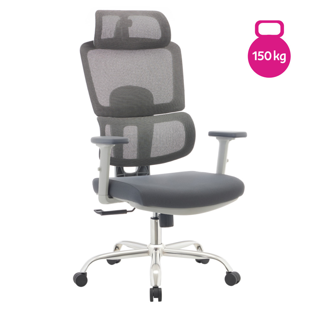 Irodai szék, szürke/króm, teherbírás 150 kg, BYRON (RP)