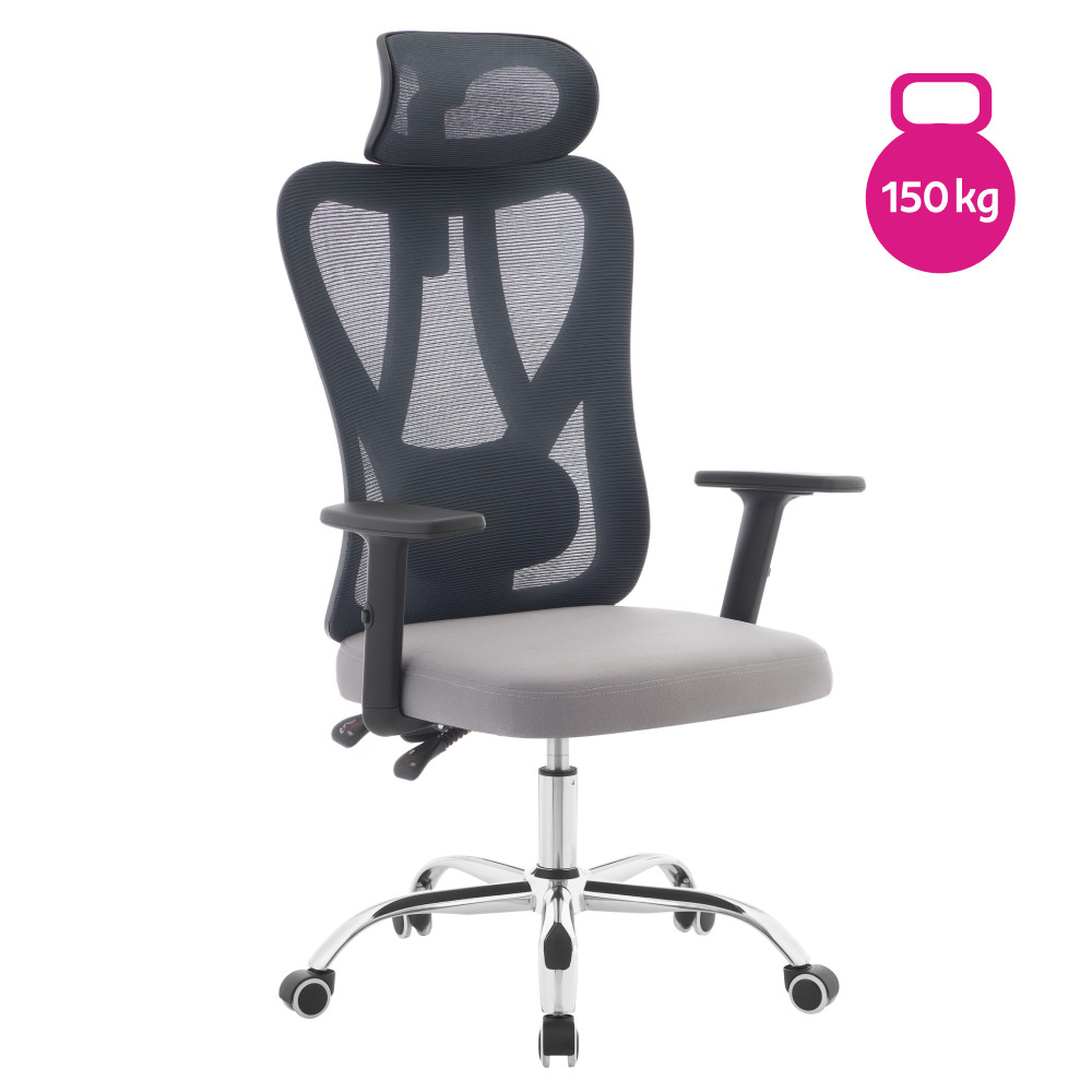 Irodai szék, sötétszürke/világosszürke/króm, teherbírás 150 kg, ADEMIR (RP)