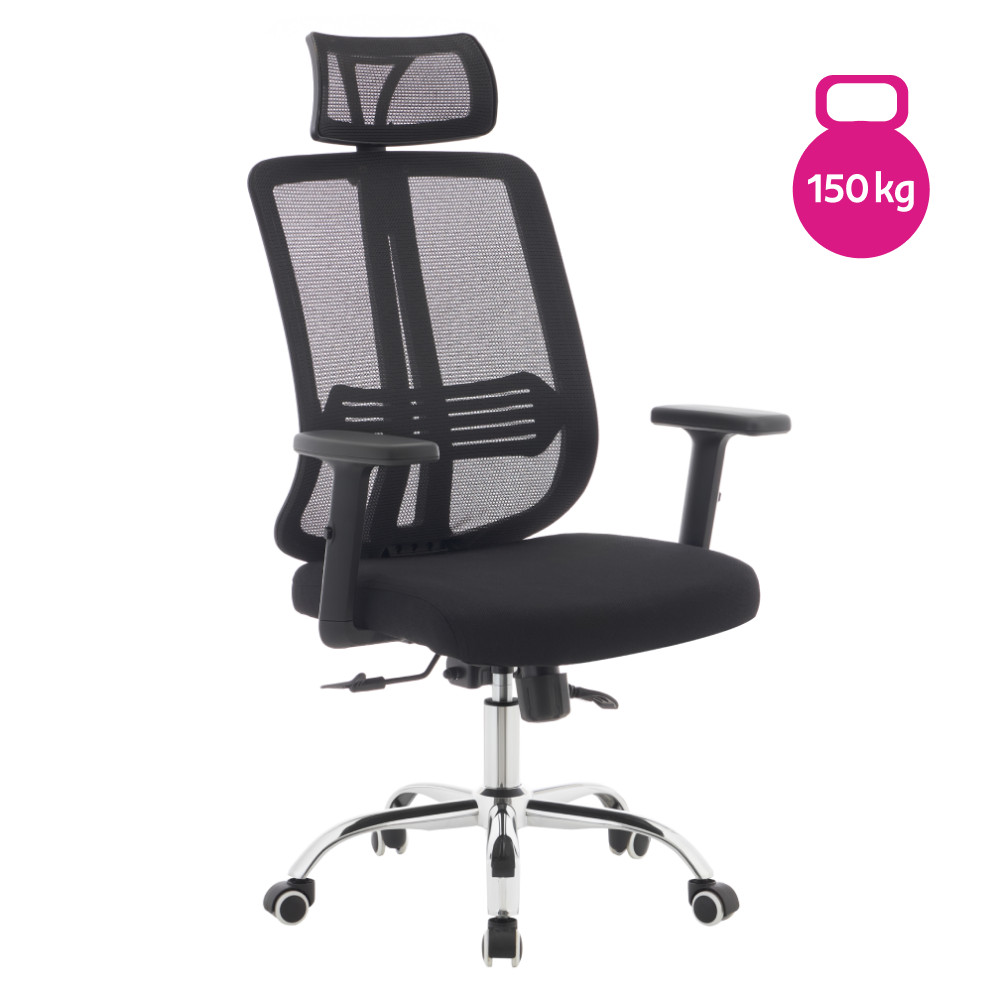 Irodai szék, fekete/króm, teherbírás 150 kg, DUVAL (RP)