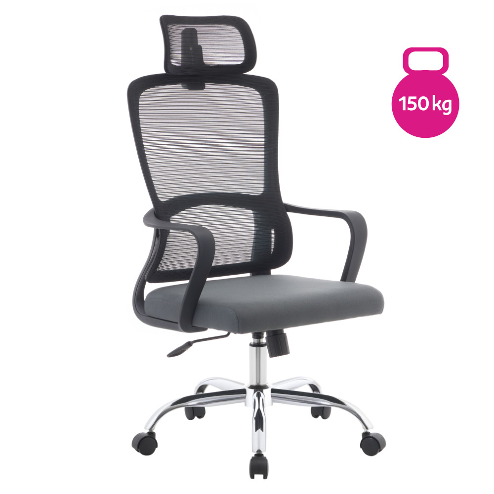 Irodai szék, fekete/szürke/króm, teherbírás 150 kg, RANDY (RP)