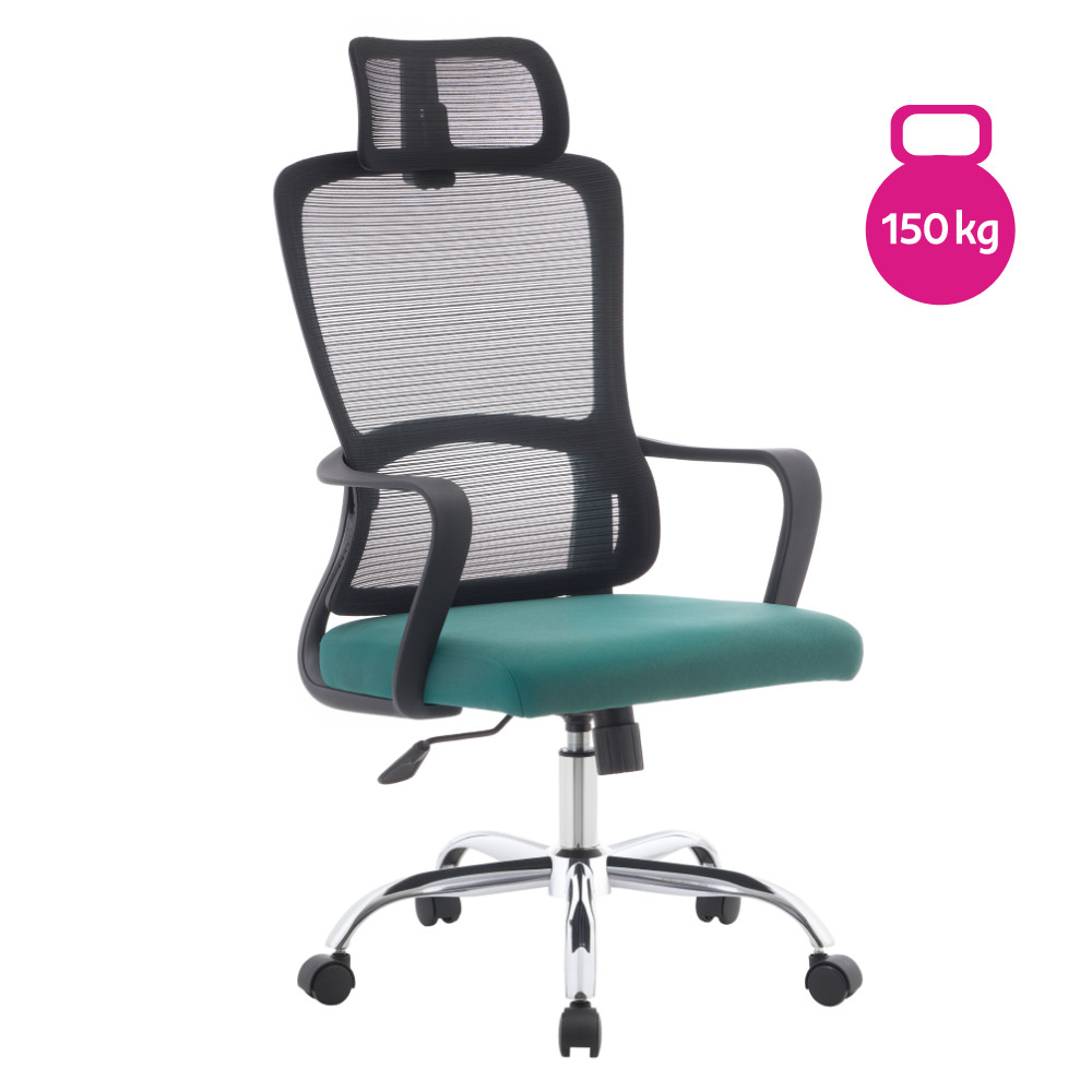 Irodai szék, fekete/zöld/króm, teherbírás 150 kg, RANDY (RP)