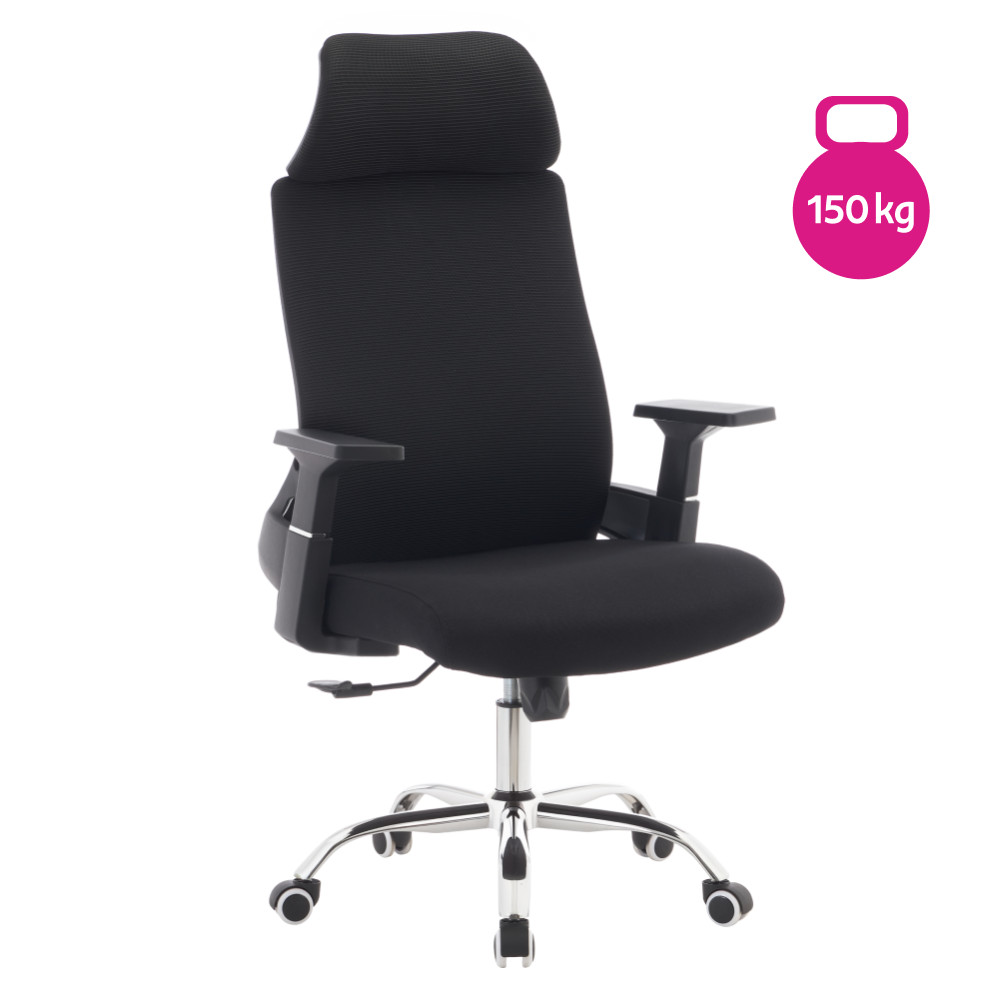 Irodai szék, fekete/króm, teherbírás 150 kg, HOLGER (RP)