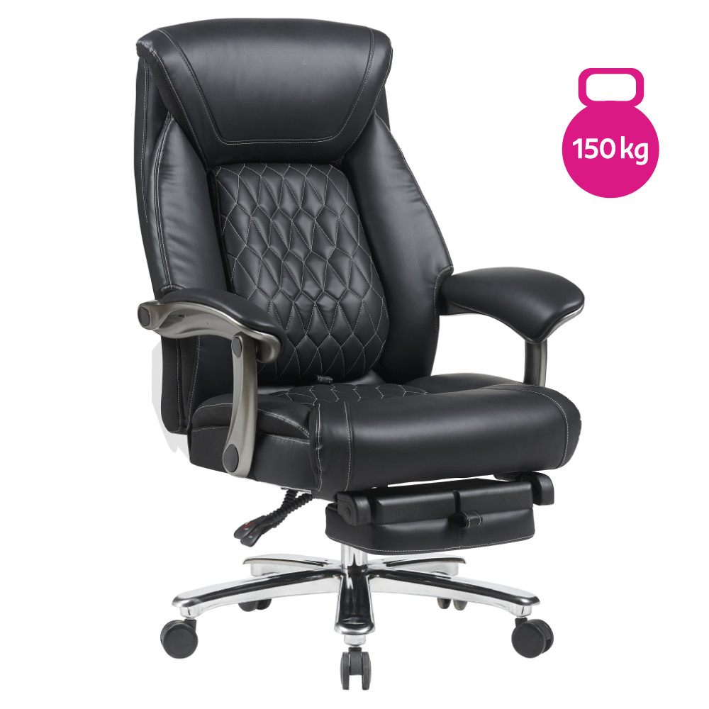 Irodai szék, fekete ekobőr/króm, teherbírás 150 kg, URIEN (RP)