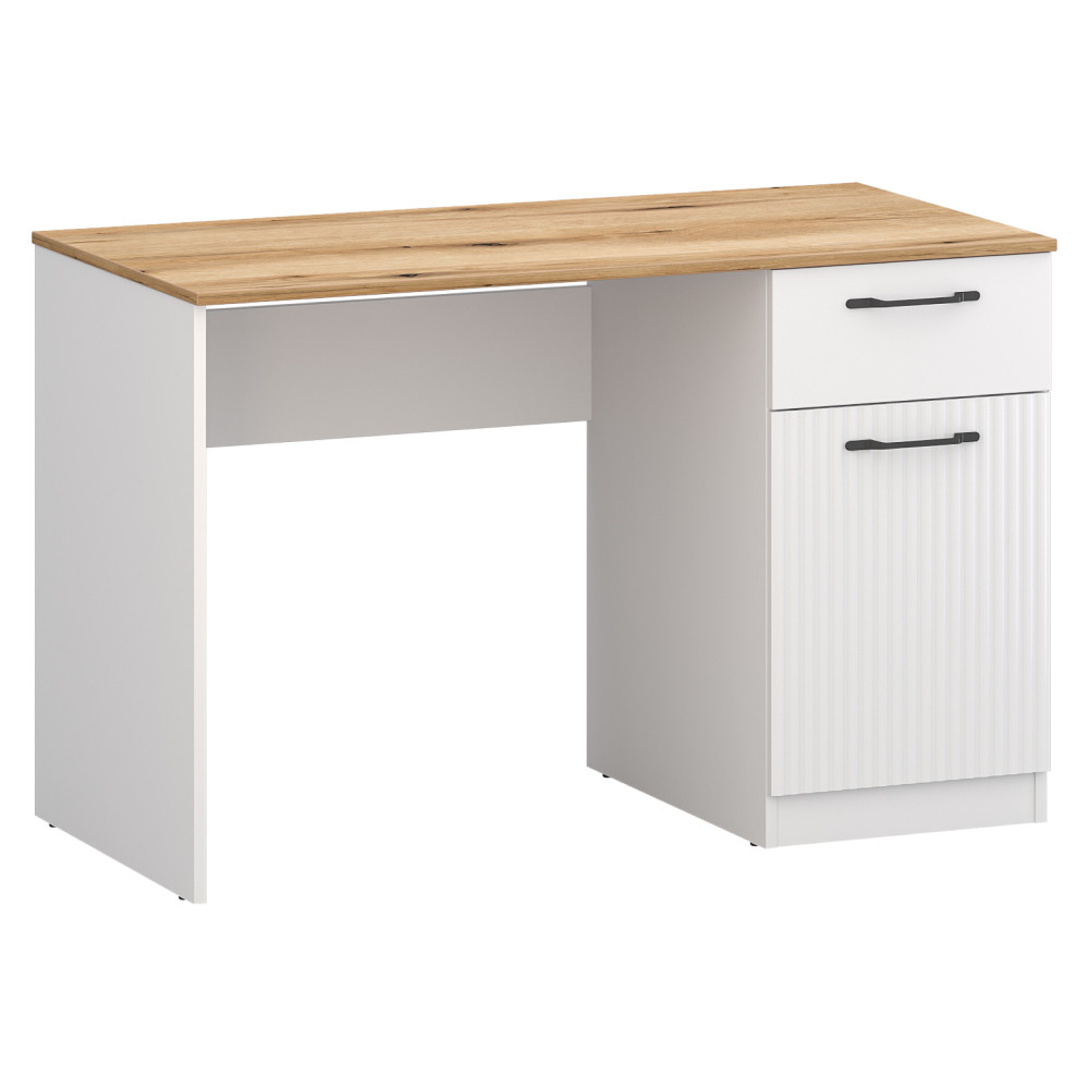 PC asztal, fehér/evoke tölgy, VELIS 1D1S/120 (RP)