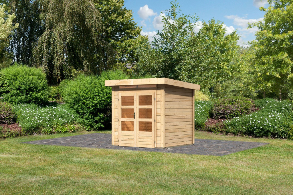 Karibu Kandern 1. Kis kerti ház, natúr fából 204 cm x 204 cm (RP)