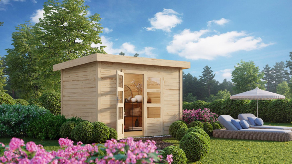 Karibu Kandern 2. Kis kerti ház, natúr fából 244 cm x 204 cm (RP)