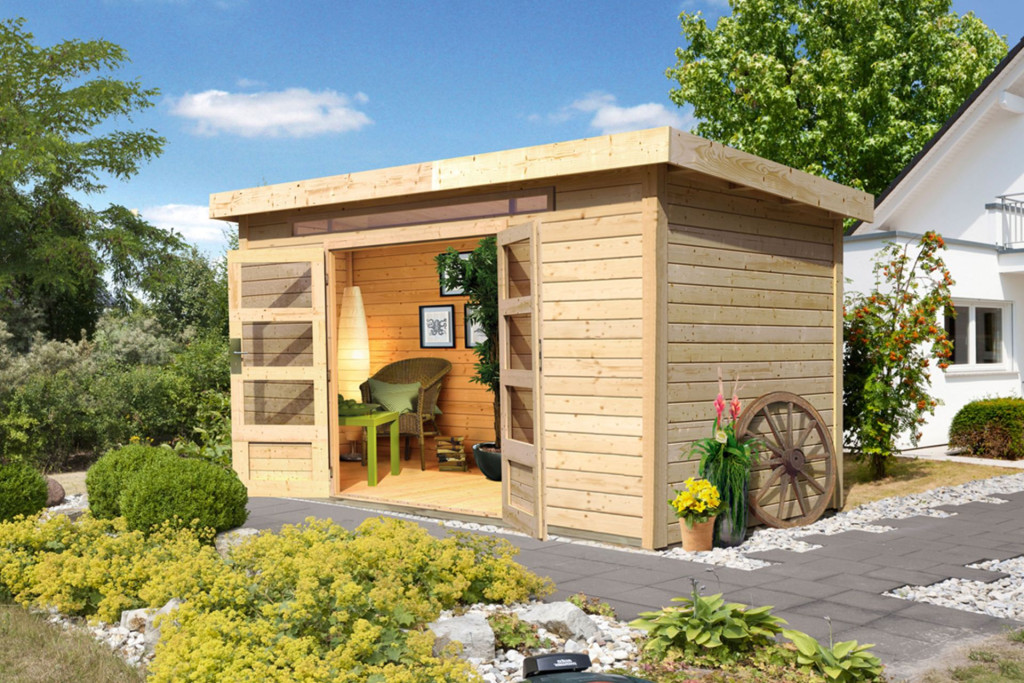 Karibu Kandern 7. Kerti ház, natúr fából 364 cm x 244 cm (RP)