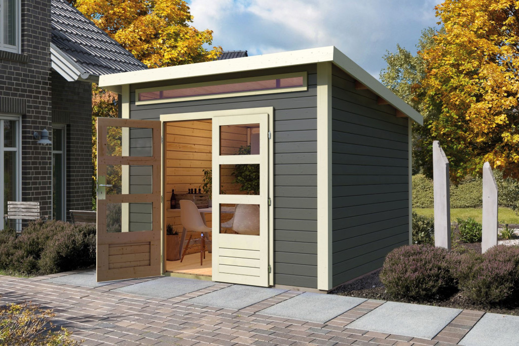 Karibu Kandern 6. Kerti ház,  terra szürke színű fából 274 cm x 274 cm (RP)