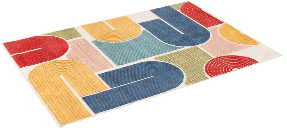 Kettler CURVE kültéri szőnyeg 160×230 cm – modern terasz szőnyeg, színes íves mintával (RP)