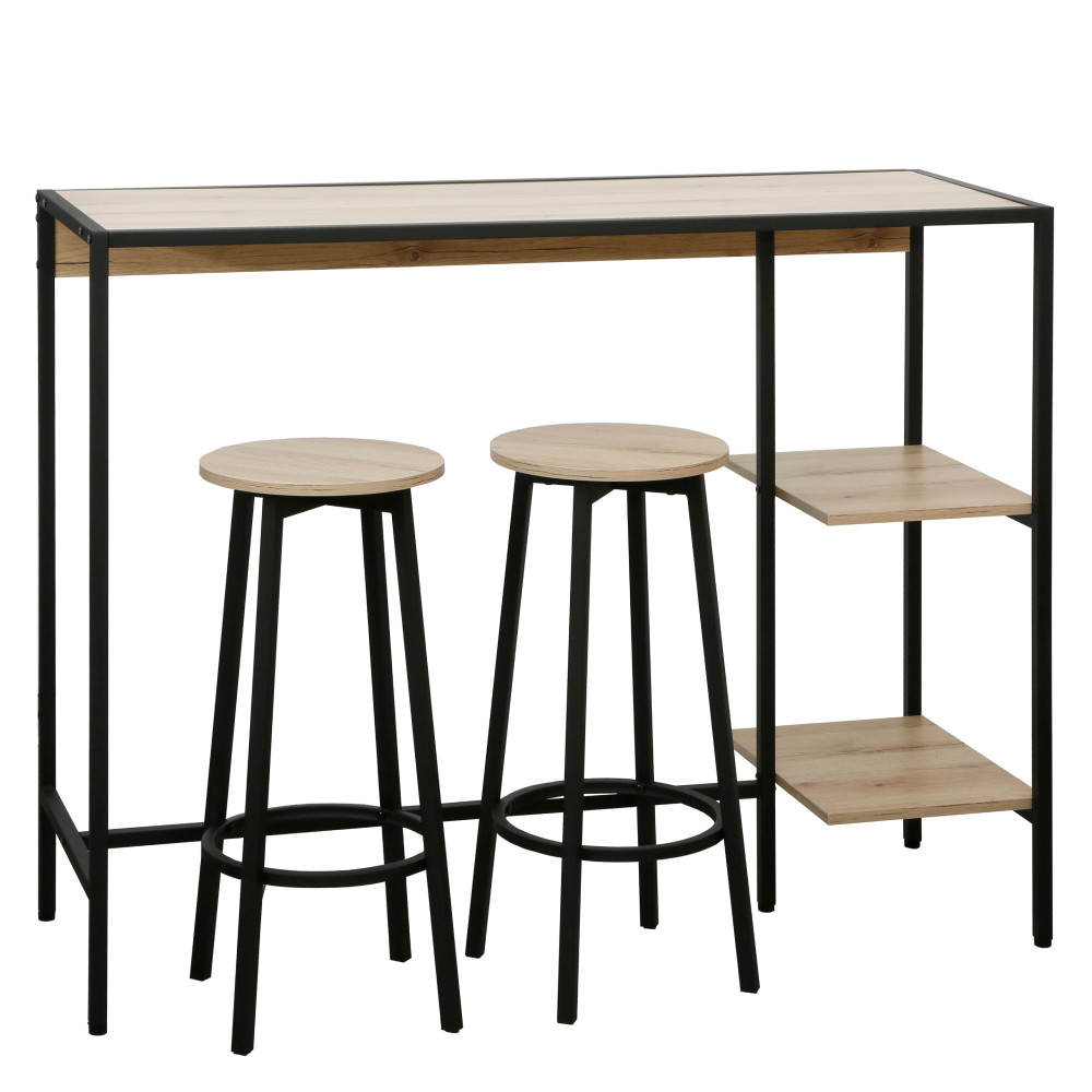 Bárszett 1+2, tölgy/fekete, POHOS (RP)