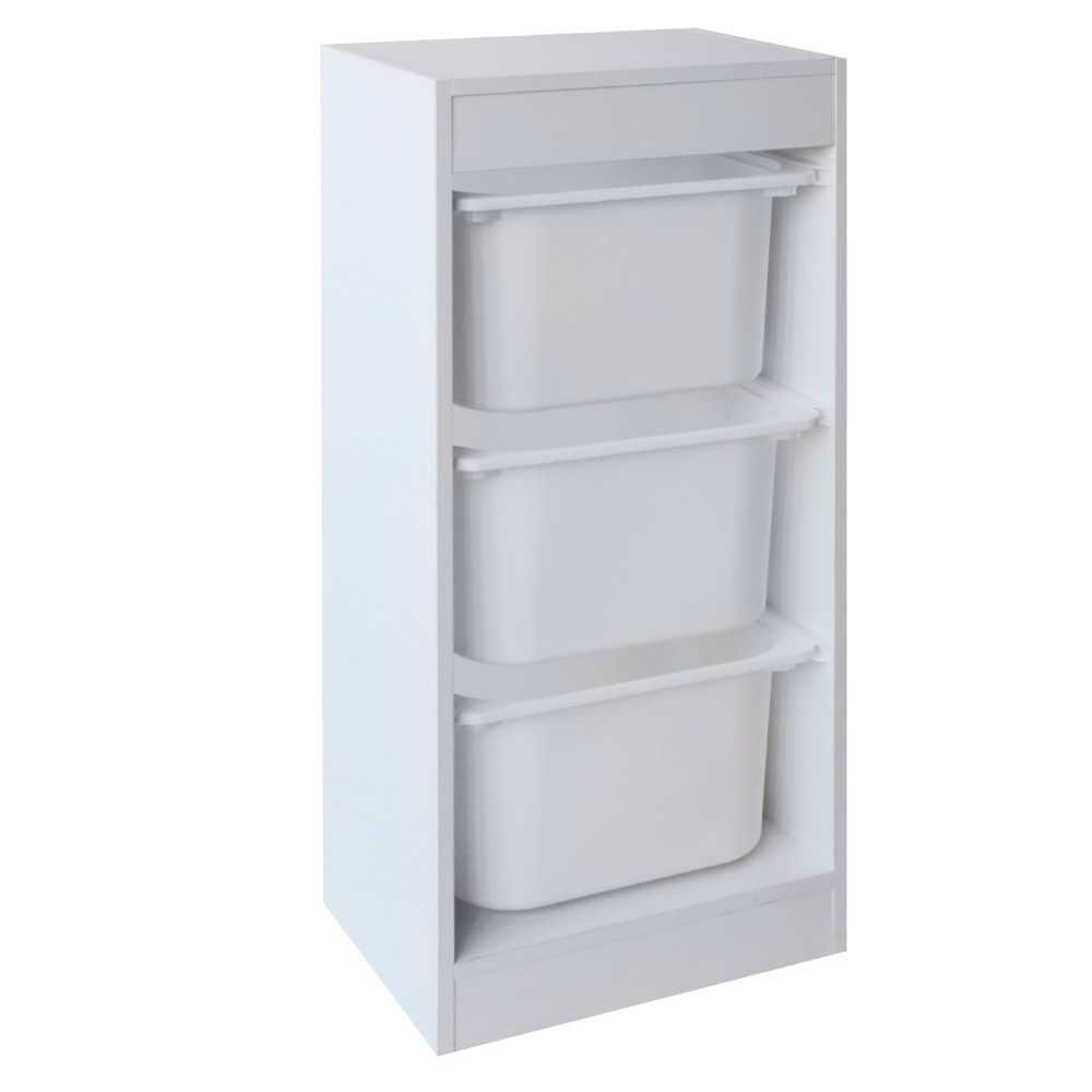 Polc tárolódobozokkal, fehér, DUVAN (RP)