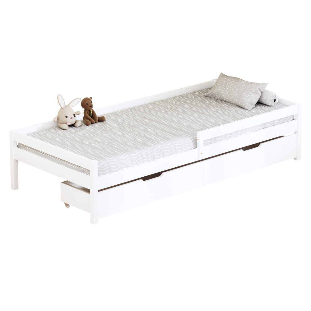 Ágy tárolóhellyel, 90x200, fehér, MIX NEW (RP)