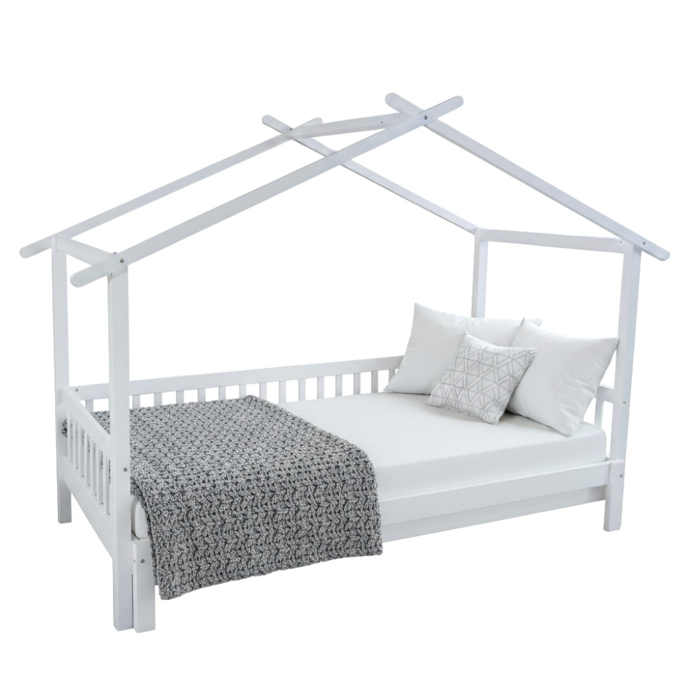 Montessori ágy pótággyal, fehér, 90x200, KESIO (RP)