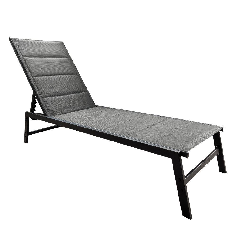 Állítható kerti napozóágy, fekete/szürke, LOPEZ (RP)