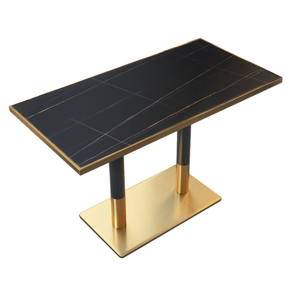 Bisztró asztal étkezőbe, fekete márvány/fekete/arany, 120x70 cm, DARIAN (RP)