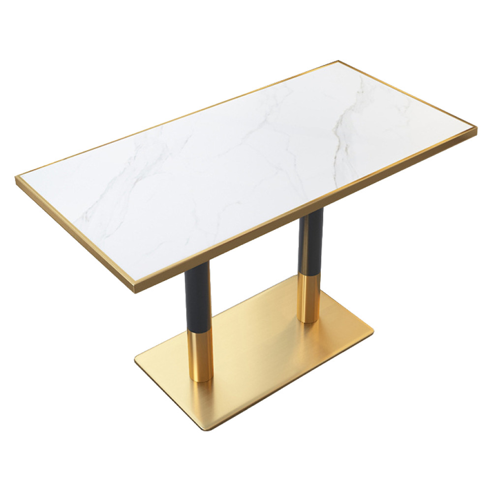 Bisztró asztal étkezőbe, fehér márvány/fekete/arany, 120x70 cm, DARIAN (RP)