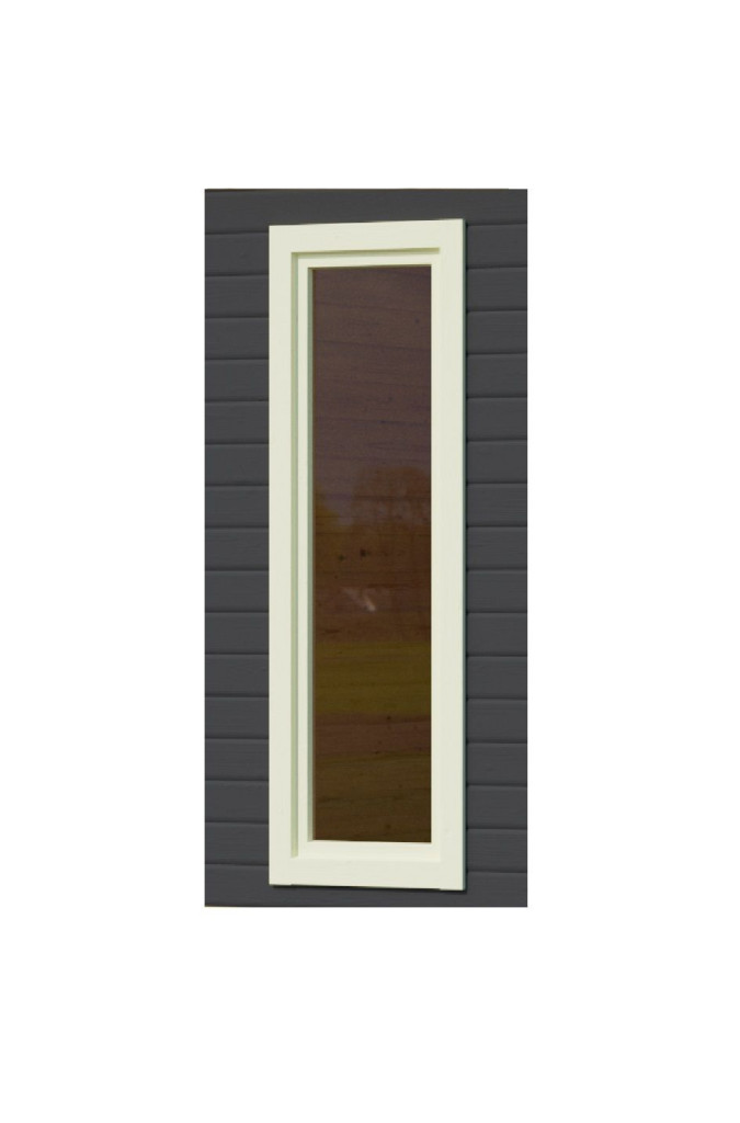 Karibu fix fa ablak 600 mm x 1695 mm, 38 mm falvastagságú faházhoz, elefántcsontfehér színű fából (RP)