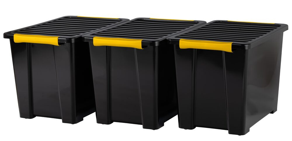 Rotho DIY EASY tároló doboz szett 3×65L – extra nagy fedeles műanyag tároló készlet (RP)