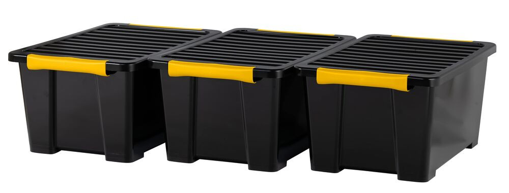 Rotho DIY EASY tároló doboz szett 3×44L – nagy fedeles műanyag tároló készlet (RP)