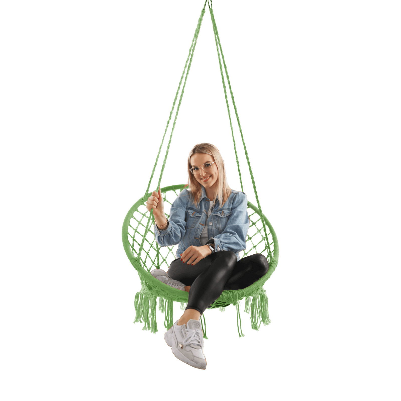 Függő szék, pamut+fém/zöld greenery, AMADO 2 NEW (RP)