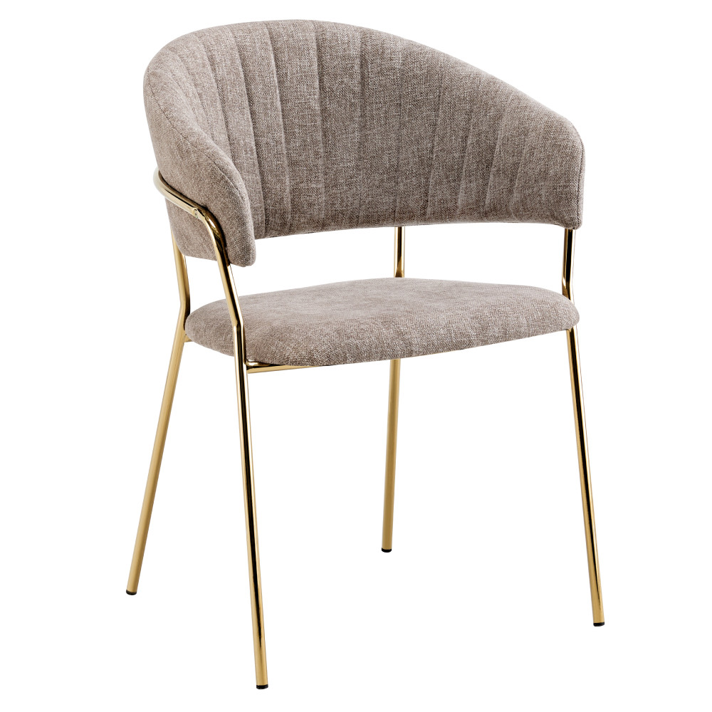 Design étkezőszék, barna szövet/gold króm arany, DASMIN TYP 1 (RP)