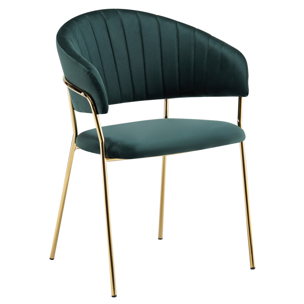 Design étkezőszék, sötétzöld Velvet szövet/gold króm arany, DASMIN TYP 1 (RP)