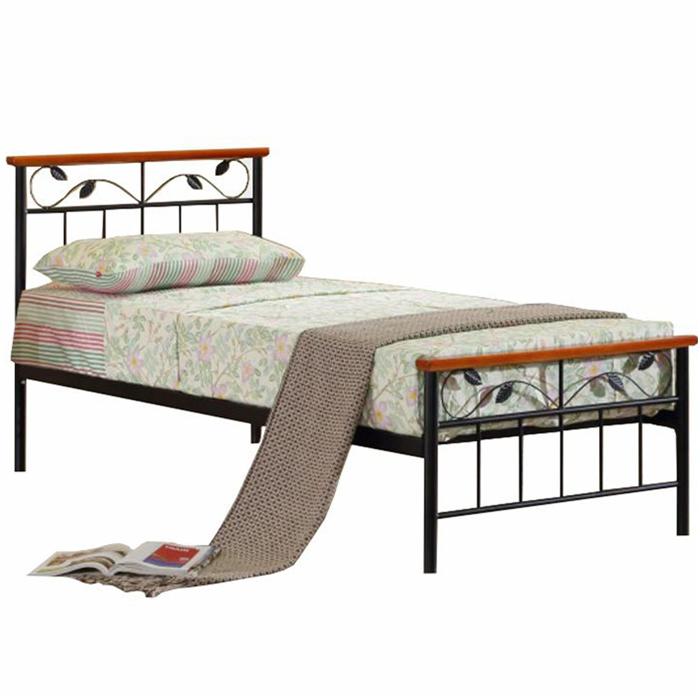 Ágy lemezes ágyráccsal, cseresznyefa/fém, 90x200, MORENA NEW (RP)