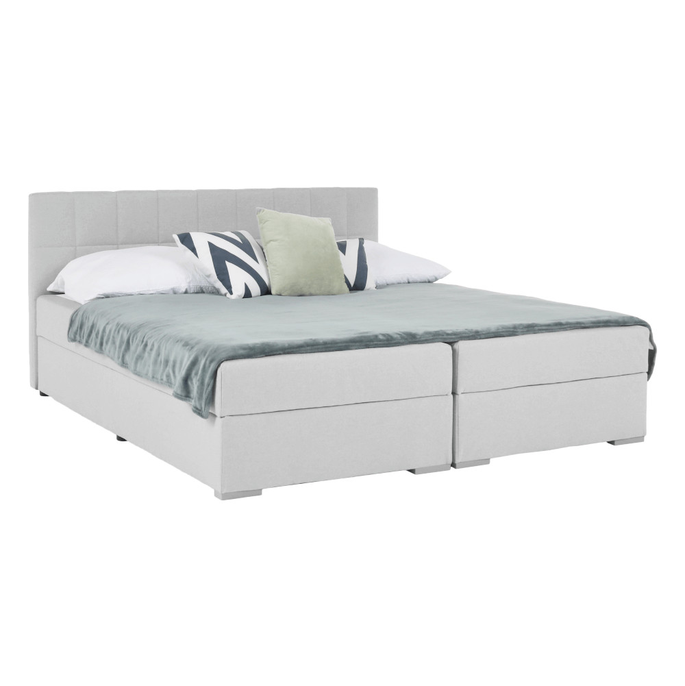 Boxspring típusú ágy 180x200, világosszürke, FERATA KOMFORT (RP)