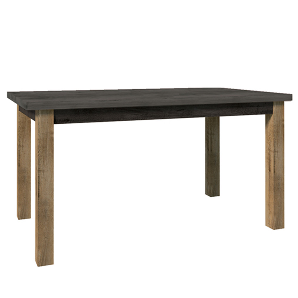 Étkezőasztal, nyitható, tölgy lefkas sötét/smooth szürke, 160-203x90 cm, MONTANA STW (RP)