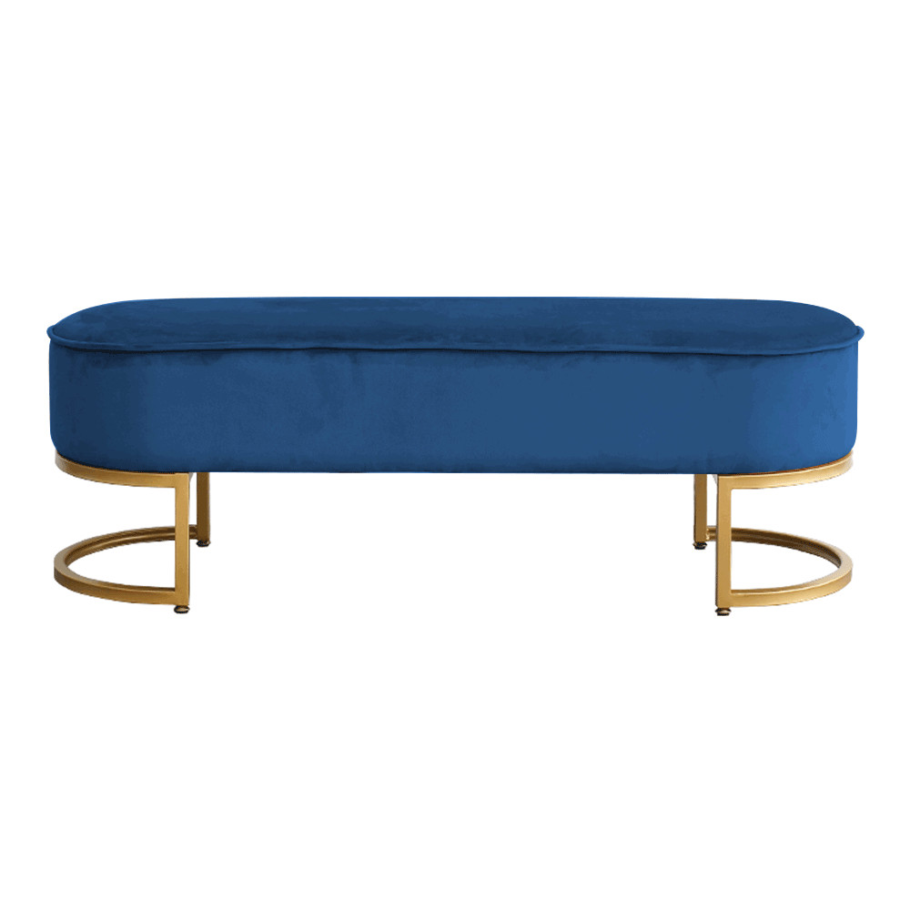 Dizájnos pad, kék Velvet szövet/gold króm-arany, MIRILA NEW (RP)