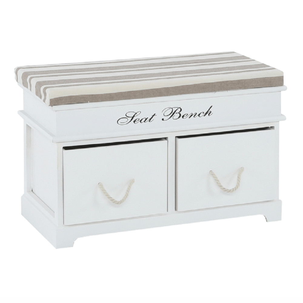 Lóca párnával, 2 fiók, fehér/világosbarna, SEAT BENCH 1 NEW (RP)