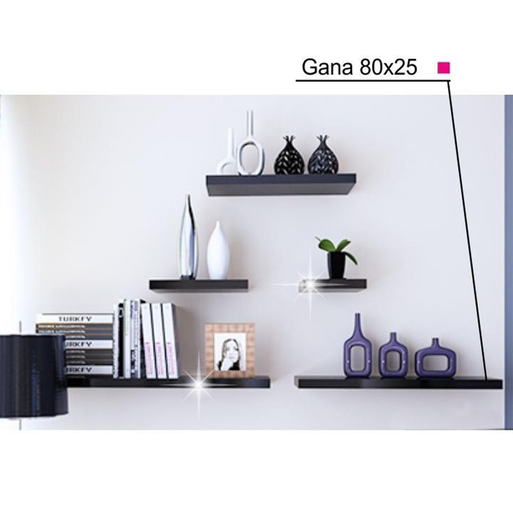 Polc, fekete fényes, 80x25, GANA FY 11044-4 (RP)