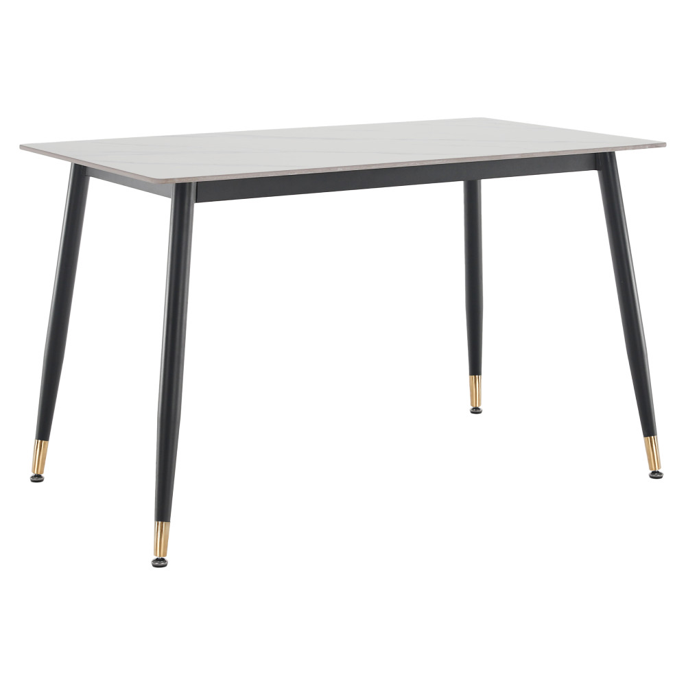 Étkezőasztal, fehér márvány/fekete/arany, 121x71 cm, FLORENC TYP 1 (RP)