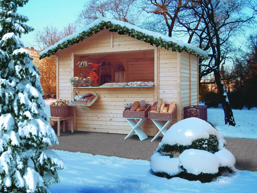 Karibu Sales House 2. Nyeregtetős árusító faház/vásári pavilon, natúr fából 304 cm x 202 cm (RP)