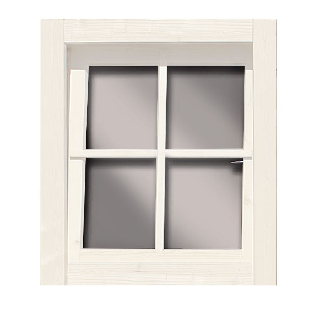 Karibu 38 mm-es bukó-nyíló ablak, valódi üvegből készült, elefáncsontfehér, 69 cm x 79,5 cm (RP)
