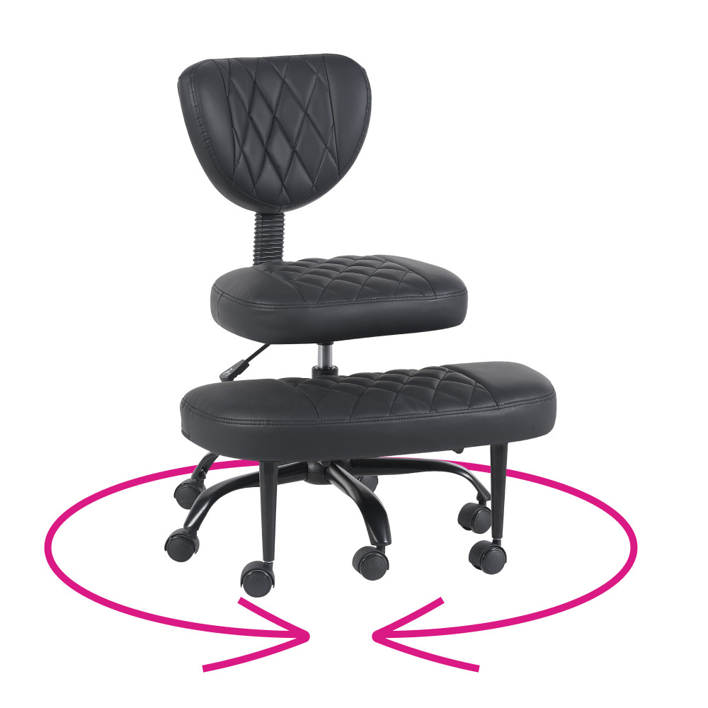 Ergonomikus térdeplőszék, fekete műbőr/fekete, SAMER (RP)