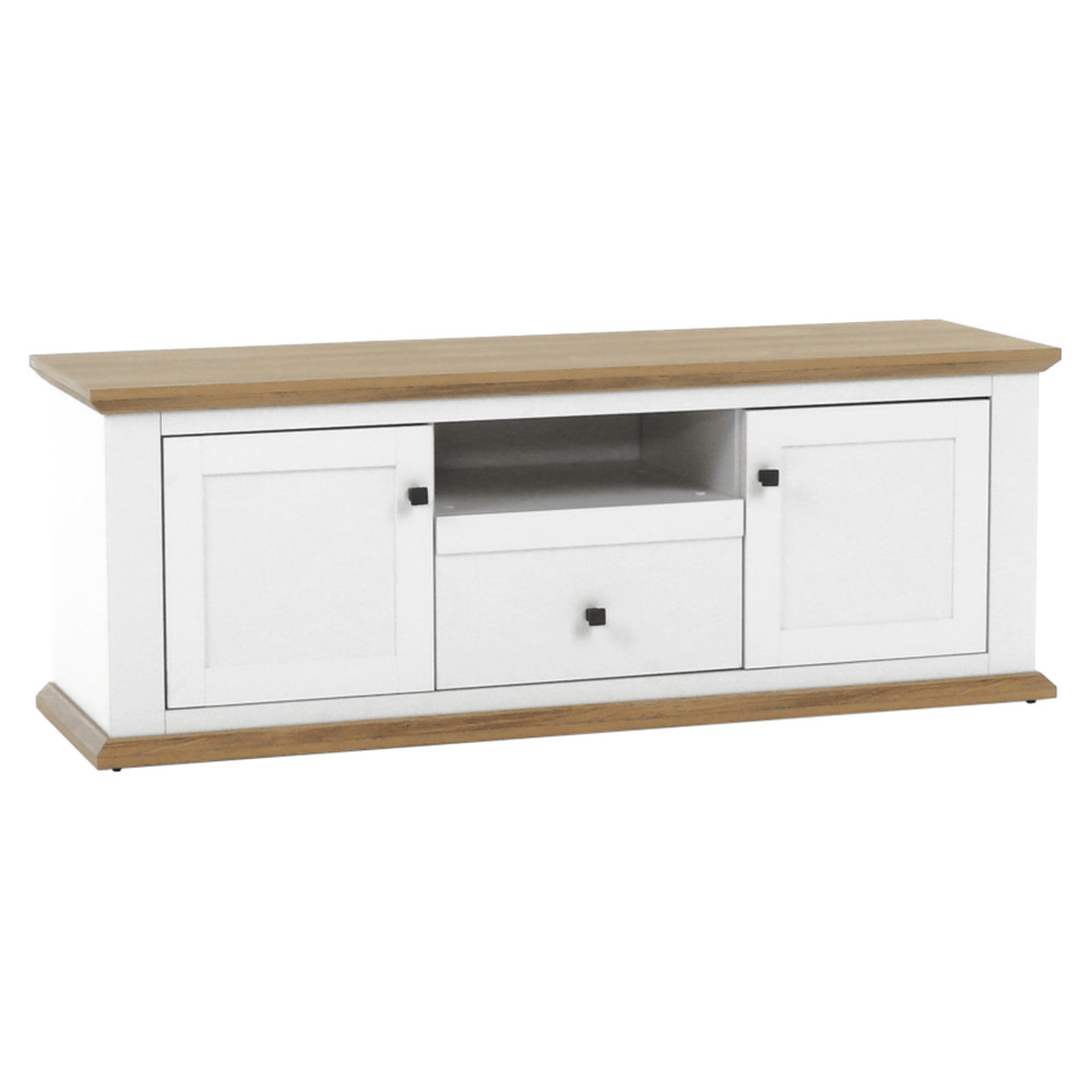 TV asztal MZ15, fehér/grand tölgy, LEON (RP)