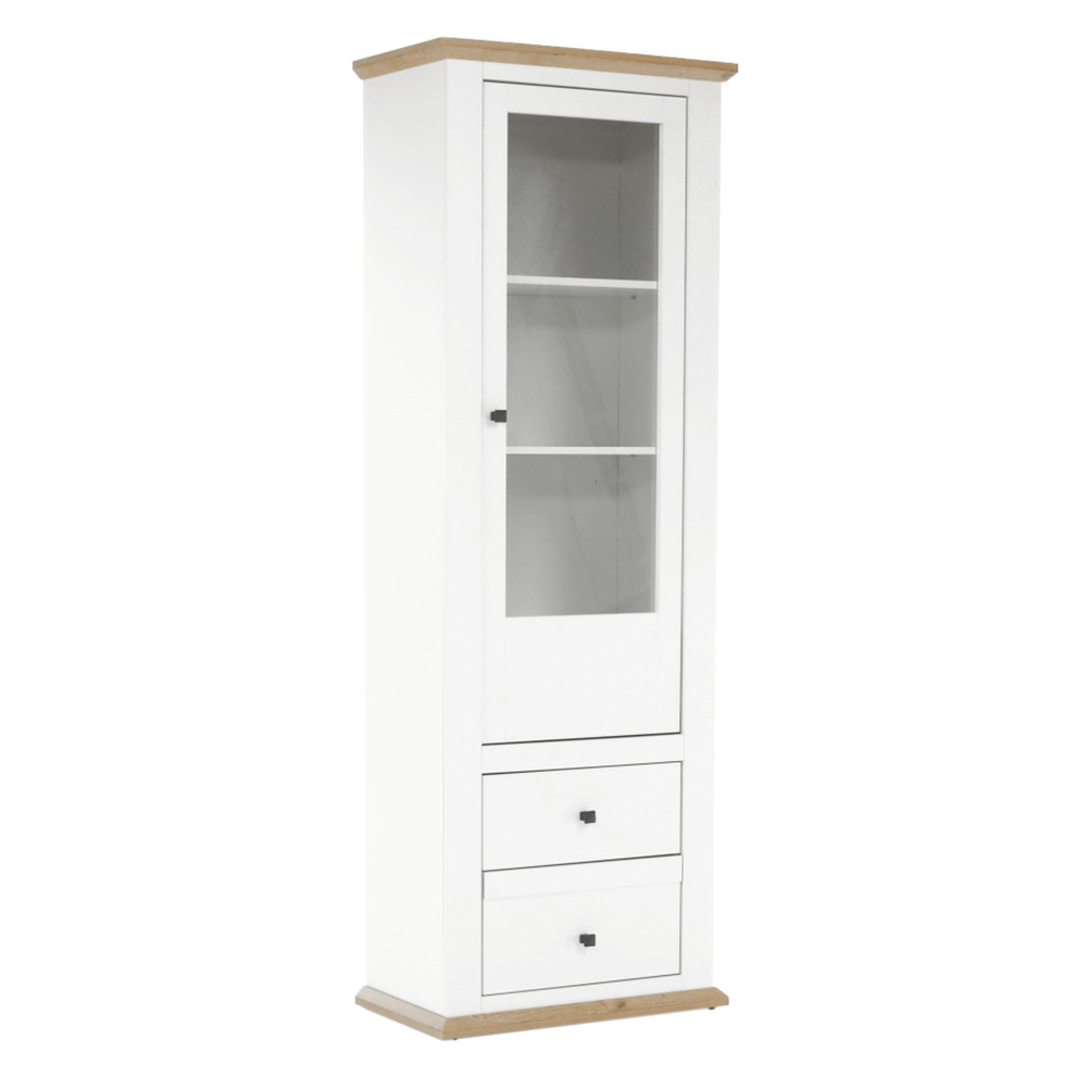 Vitrin MZ4, fehér/grand tölgy, LEON (RP)