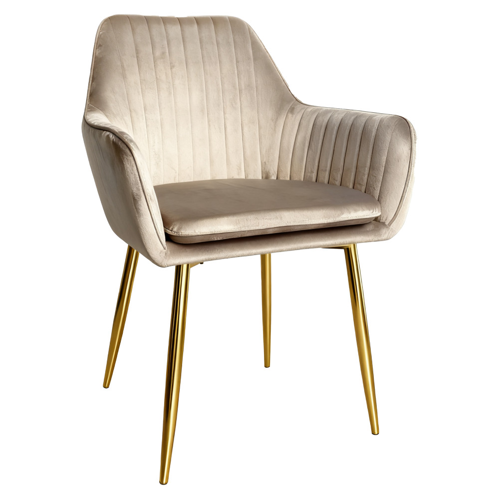 Étkezőfotel, szürkésbarna taupe Velvet szövet/gold króm-arany, ADLAR (RP)