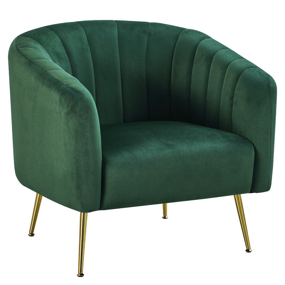Design fotel, sötétzöld Velvet szövet/gold króm-arany, BAGY (RP)